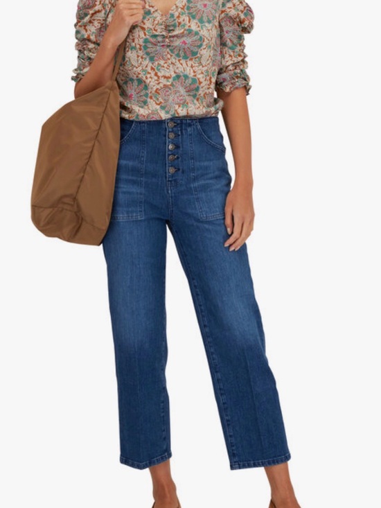 Veronica Beard Denim - Veronica Beard Crosbie Crop Wide Leg High Rise Button Fly Jeans 28